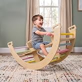 Avenlur Bailis 3-in-1 Climbing Arch, Seesaw &amp; Rocker for Kids | Montessori &amp; Waldorf Wooden Toddler Climbing Toy for Ages 2-6, Indoor Active Play, Colored Bars