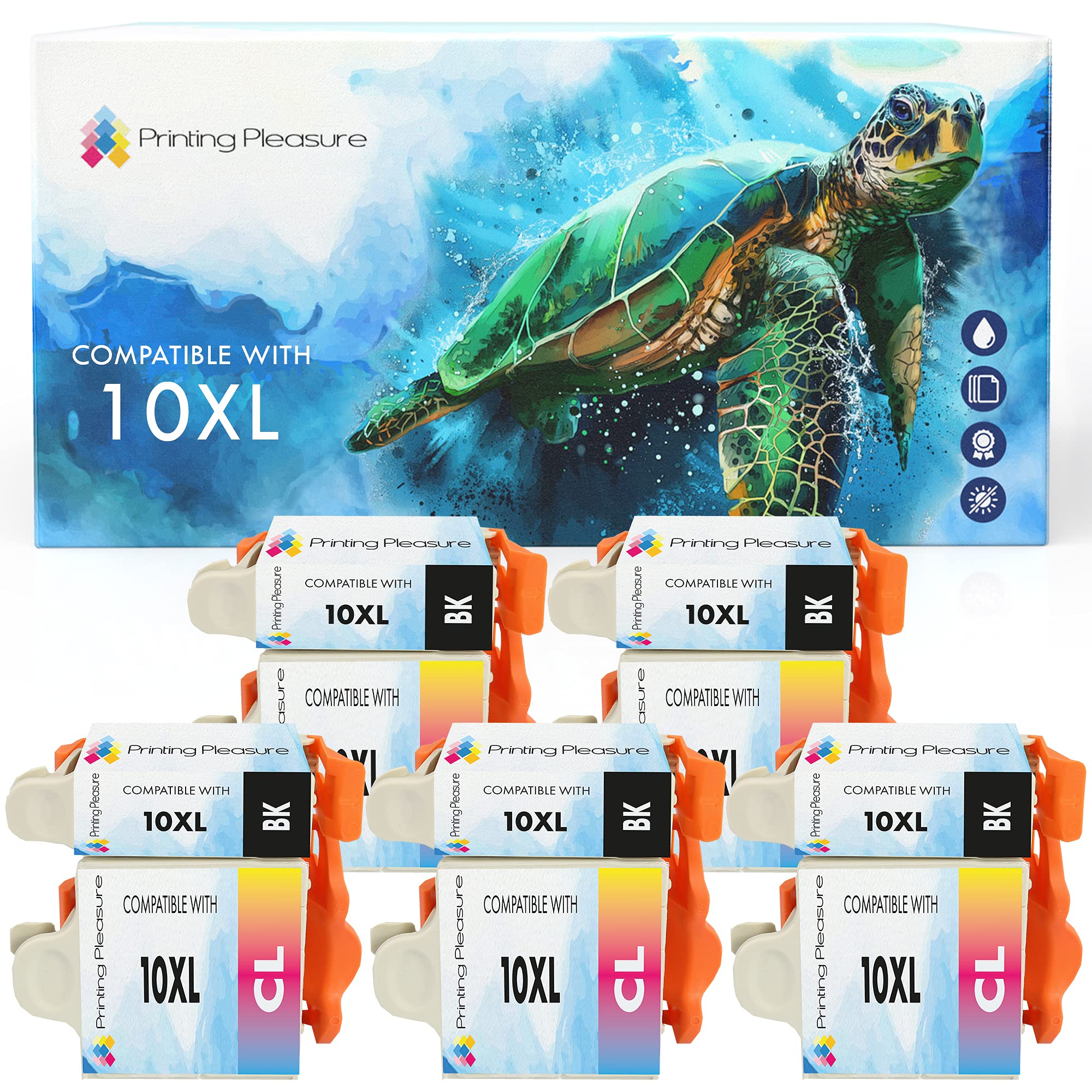 10 XL (5 SETS) Compatible 10B & 10C Ink Cartridges for Kodak ESP 3 5 7 9 3200 3250 5000 5100 5200 5210 5250 5300 5500 6100 6150 7200 7250 9200 9250 Hero 6.1 7.1 9.1 - Black/Colour, High Capacity
