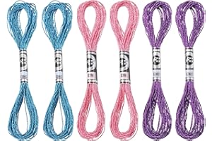 PATIKIL 6 Skeins Embroidery Floss, Metallic Embroidery Thread Nylon Threads Bracelets String for Cross-Stitch Hand Embroidery