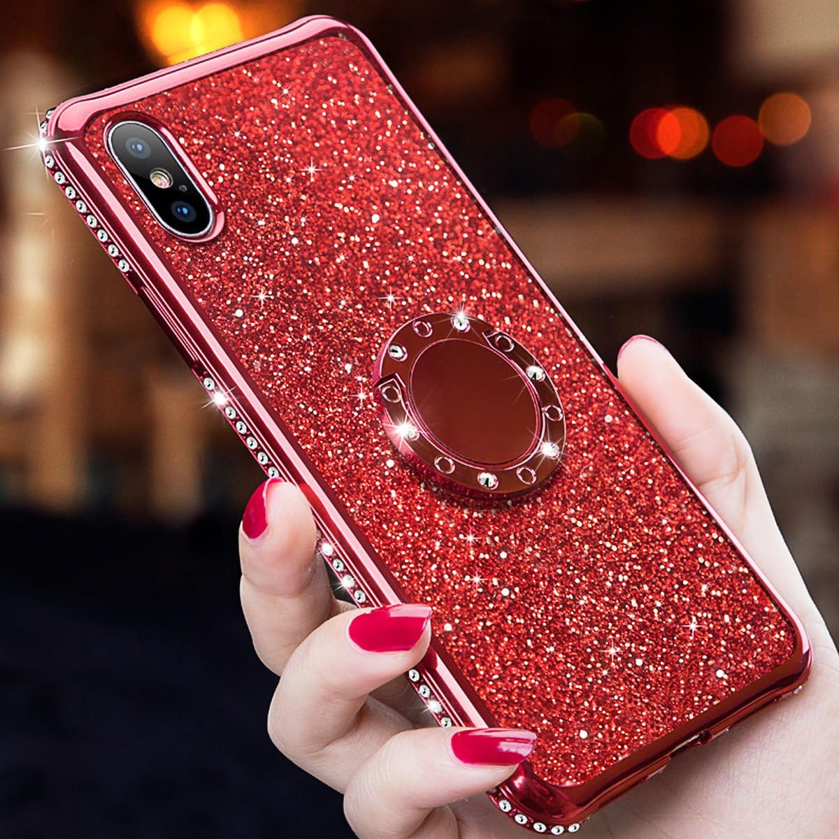 iPhone Xr Case,Glitter Cute Phone Girls Women Case with Kickstand