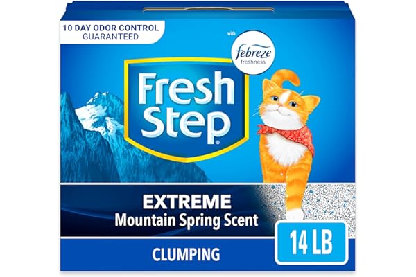 Fresh Step Clumping Cat Litter, Extreme, Long Lasting Odor Control Kitty Litter with Activated Charcoal, Low Dust Formula, 14 lb