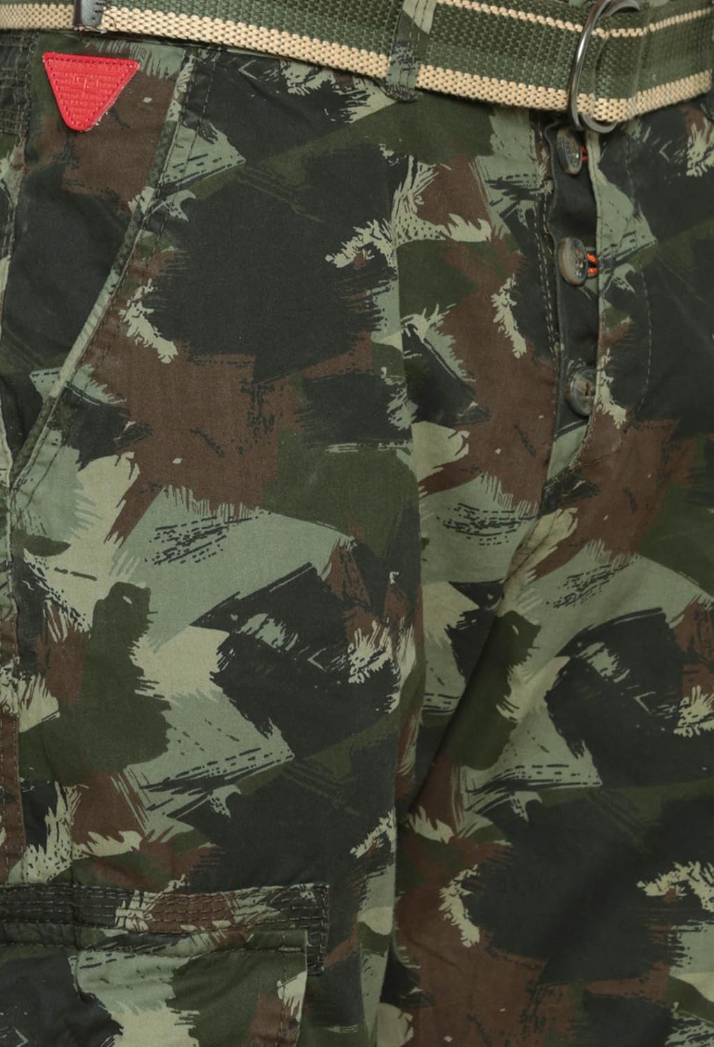 sports52 wear men's cotton green tapered fit printed cargos