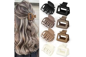 Small Square Hair Claw Clips for Thin Hair Double Row Teeth Hair Clips for Women and Girls 1.6" Medium Matte Non-slip Short H