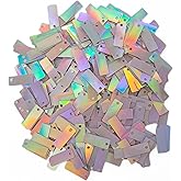 Deglation Studio 38mmX15mm (1.50''x0.59'') Bulk Loose Iridescent Large Top Hole Rectangular Sequins, Embriodery Disc Sequins for Craft DIY Sewing Decorations Arts 150 Pieces (Rainbow208)