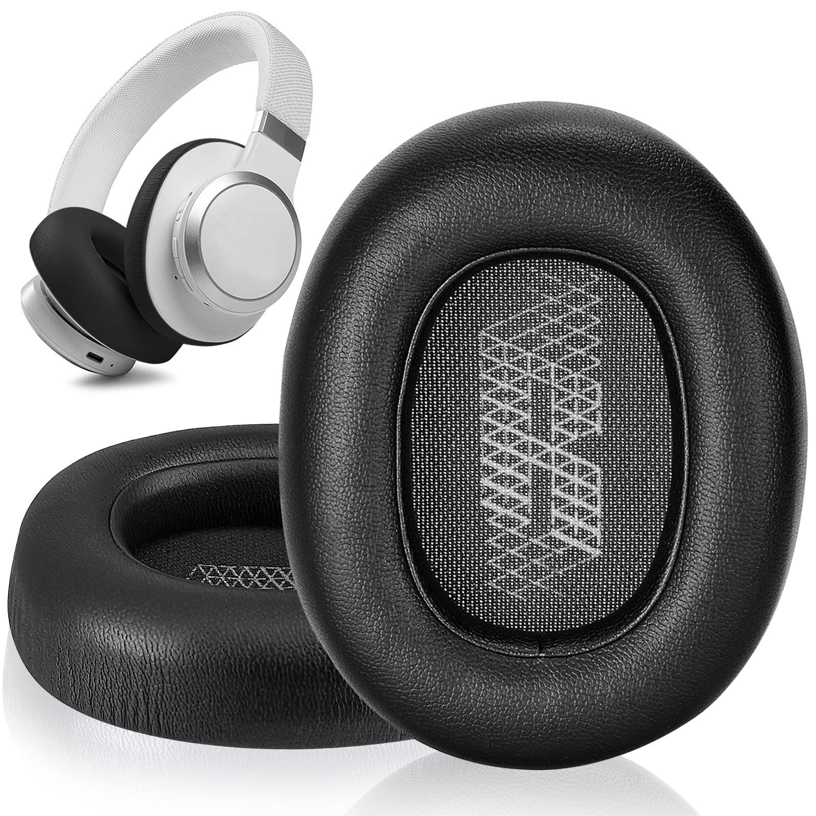 XBERSTAR Replacement Ear Pads for JBL LIVE650 BTNC LIVE660 BTNC Headset Headphones Ear Cushions- replacement ear cushions for JBL E65 E65BTNC / Duet NC ear cups (black)