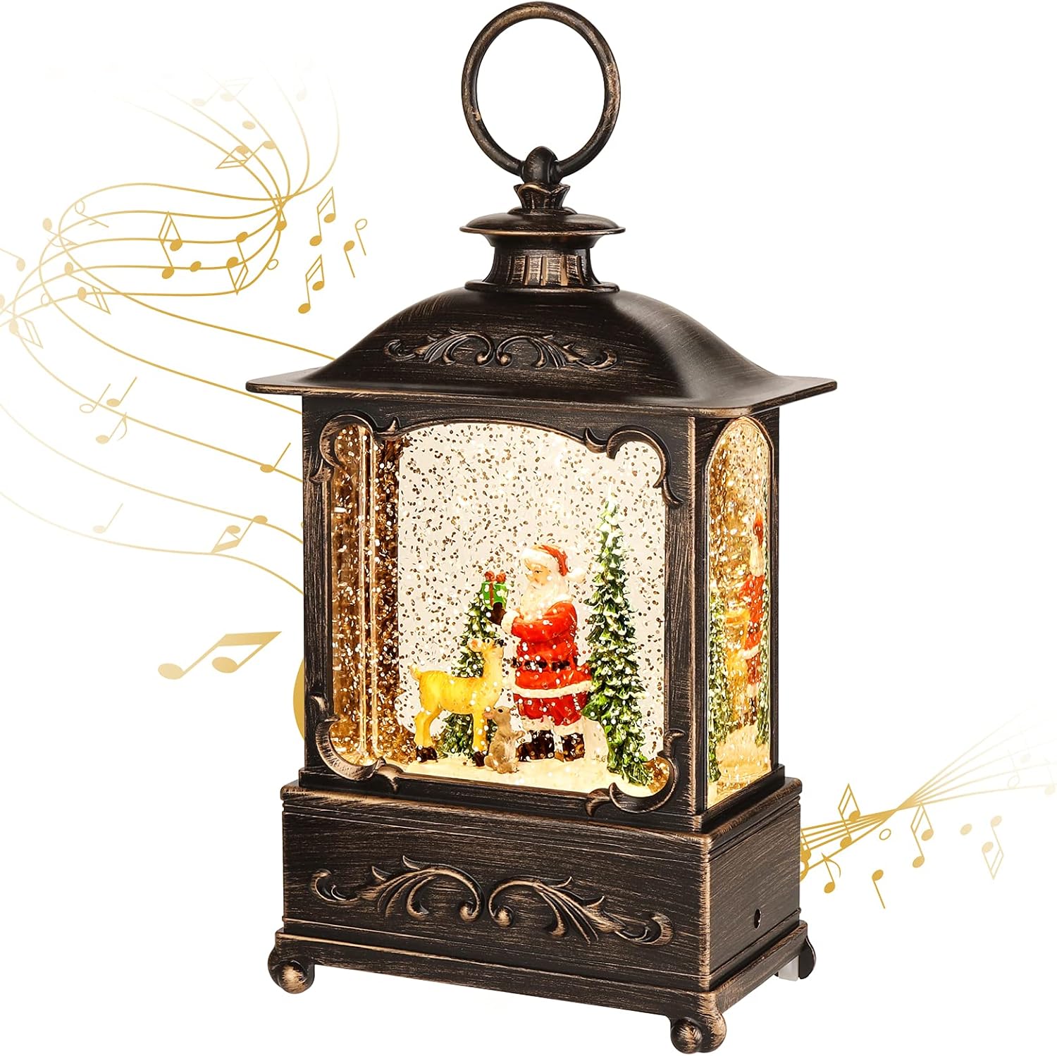 Snow Globes - Christmas Lantern, Lit Christmas Snow Globe Lantern-with USB+ Music Christmas Water Lantern Snow Globe Portable Creative Cute Christmas Decorations and Charming Gifts (Elderly Deer)