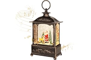 KAMPGO Christmas Lantern, Lit Christmas Snow Globe Lantern-with USB+ Music Christmas Water Lantern Snow Globe Portable Creative Cute Christmas Decorations and Charming Gifts (Elderly Deer)