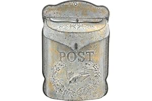 Z² BellaDecor Vintage Mailbox Wall Mount Mailboxes for Outside Mail Boxes/Wall Mount Outside Antique Style Nostalgic Charm Home Decor Metal Mailbox Garden Flower Patter Decor