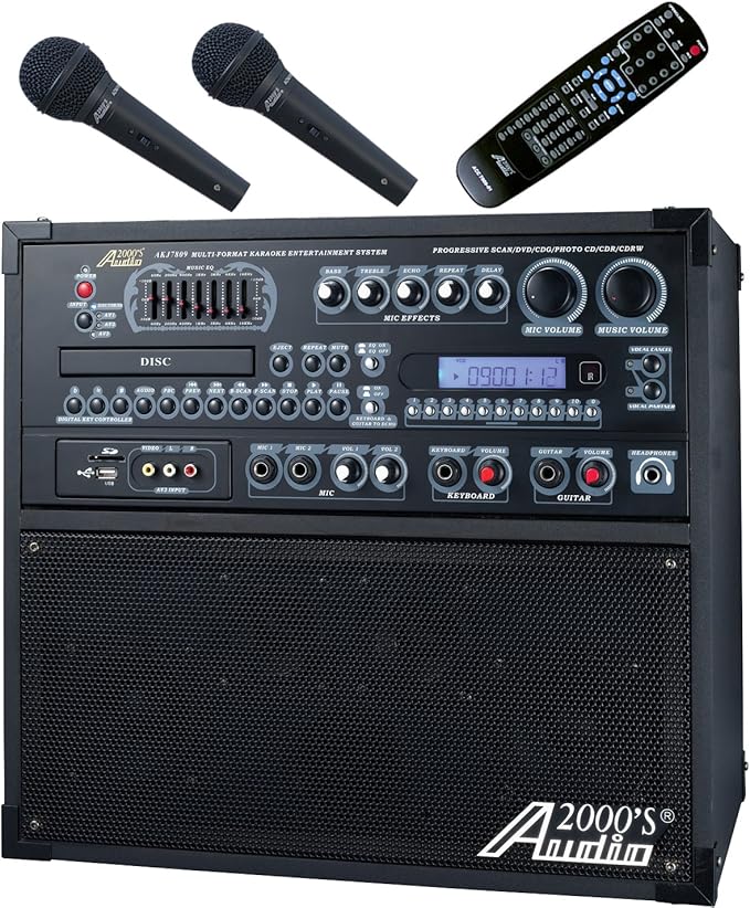 AUDIO2000s 7809 GIGBOX KARAOKE MACHINE + 300 KARAOKETRACKS + 2 MICS