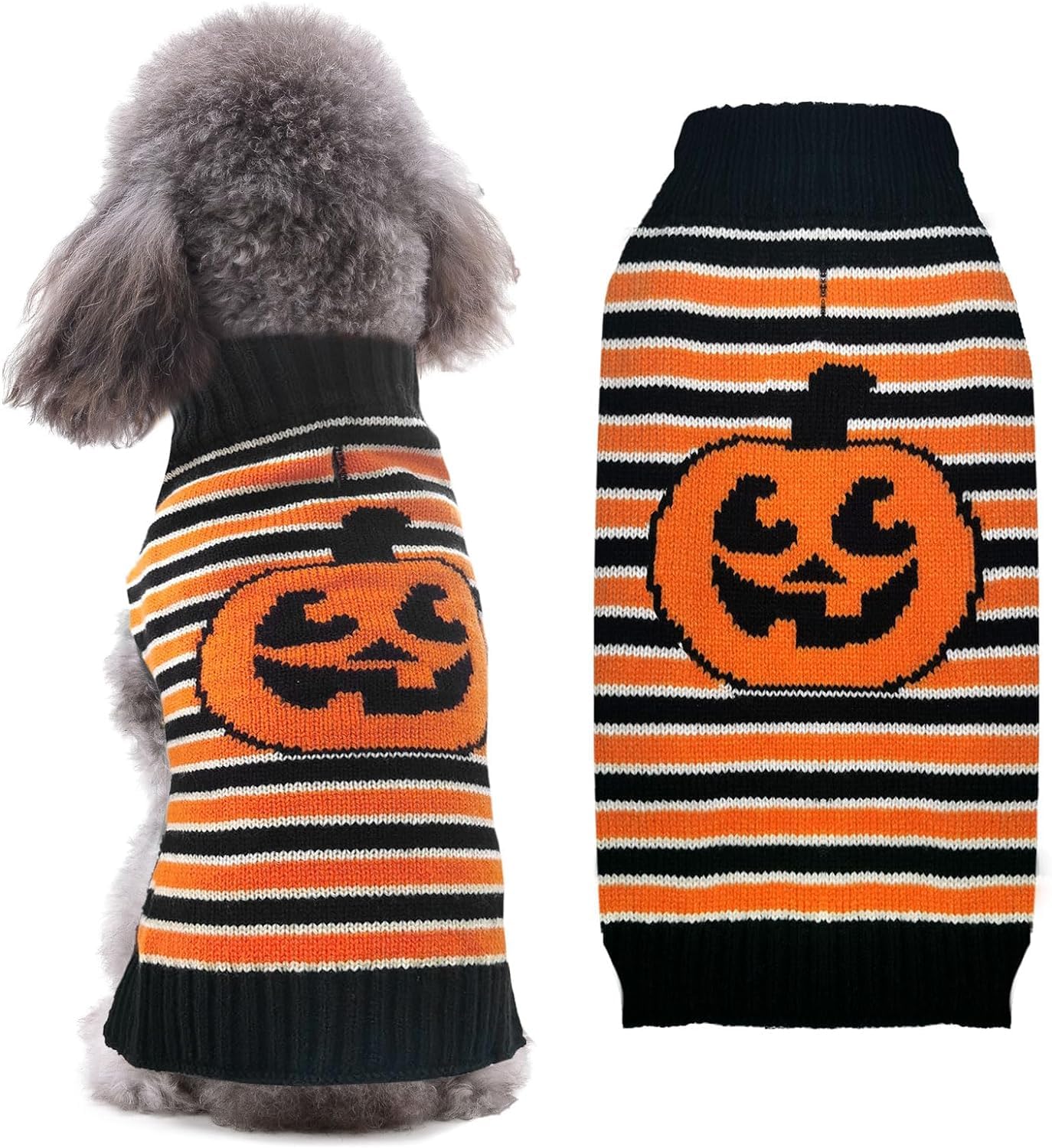 PETCARE Halloween Pet Dog Sweater Pumpkin Striped Knit Jumper Clothes For Dogs Pets Costume Holiday Party for Cat and Puppy(Striped,S)