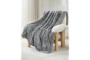 UINIU Ultra-Soft 15lb Weighted Blanket for Adults, Plush Sherpa Fleece Reversible Weighted Throw Comfort for Relaxation & Cozy Evenings, Hug-Like Security, Evenly Distributed, W48 x L72, Grey