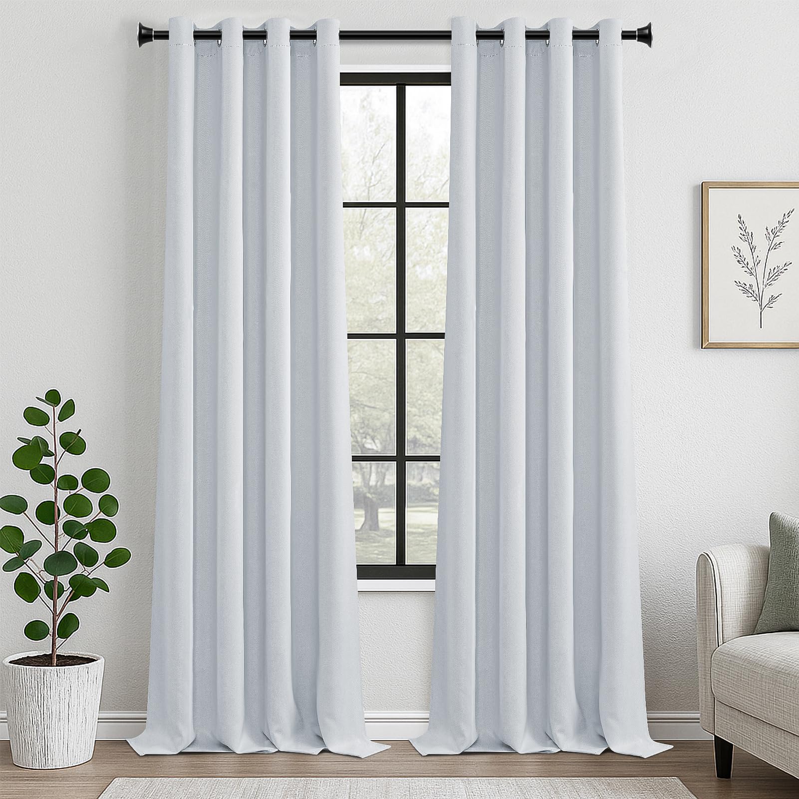 MRTREES Blackout Curtains Bedroom 102 Drop 2 Panels Grey White Eyelet Thermal Curtain for Living Room Soft Texture Window Treatments for Kids 55x102 Inch 140x260 CM Greyish
