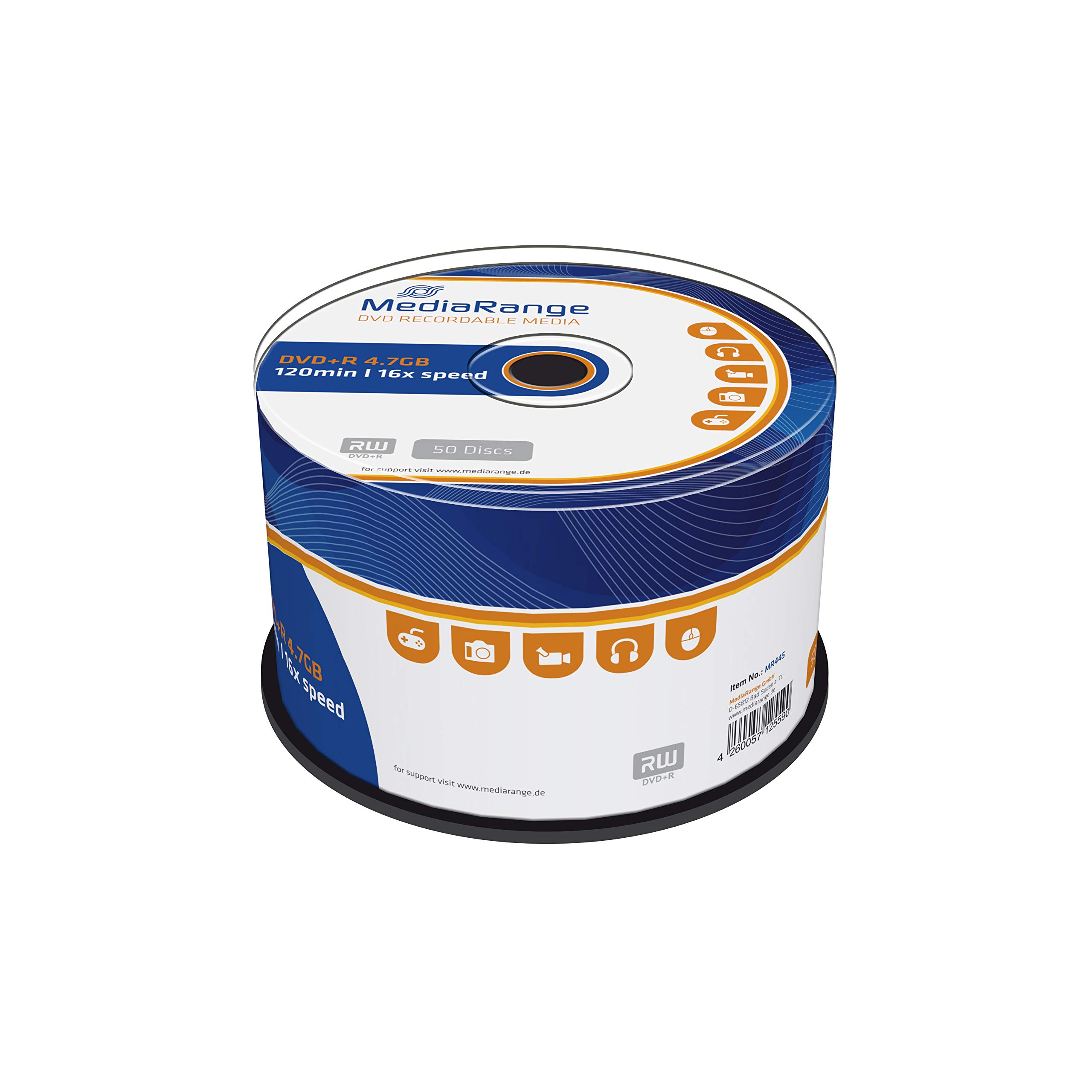 MediaRange MR445 DVD+R 4.7GB 16x (50) Cake Box once writable