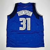 Facsimile Autographed Klay Thompson Dallas Blue Reprint Laser Auto Basketball Jersey Size Men's XL