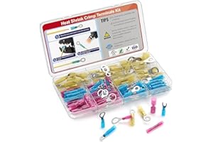 AIRIC Heat Shrink Wire Connectors Kit, 22-10 AWG Waterproof Crimp Terminals, Marine Electrical Connector, Insulated Cable Ends, Wiring Terminal End for 22-10 Gauge, Ring Fork Spade Butt Splice 120 PCS