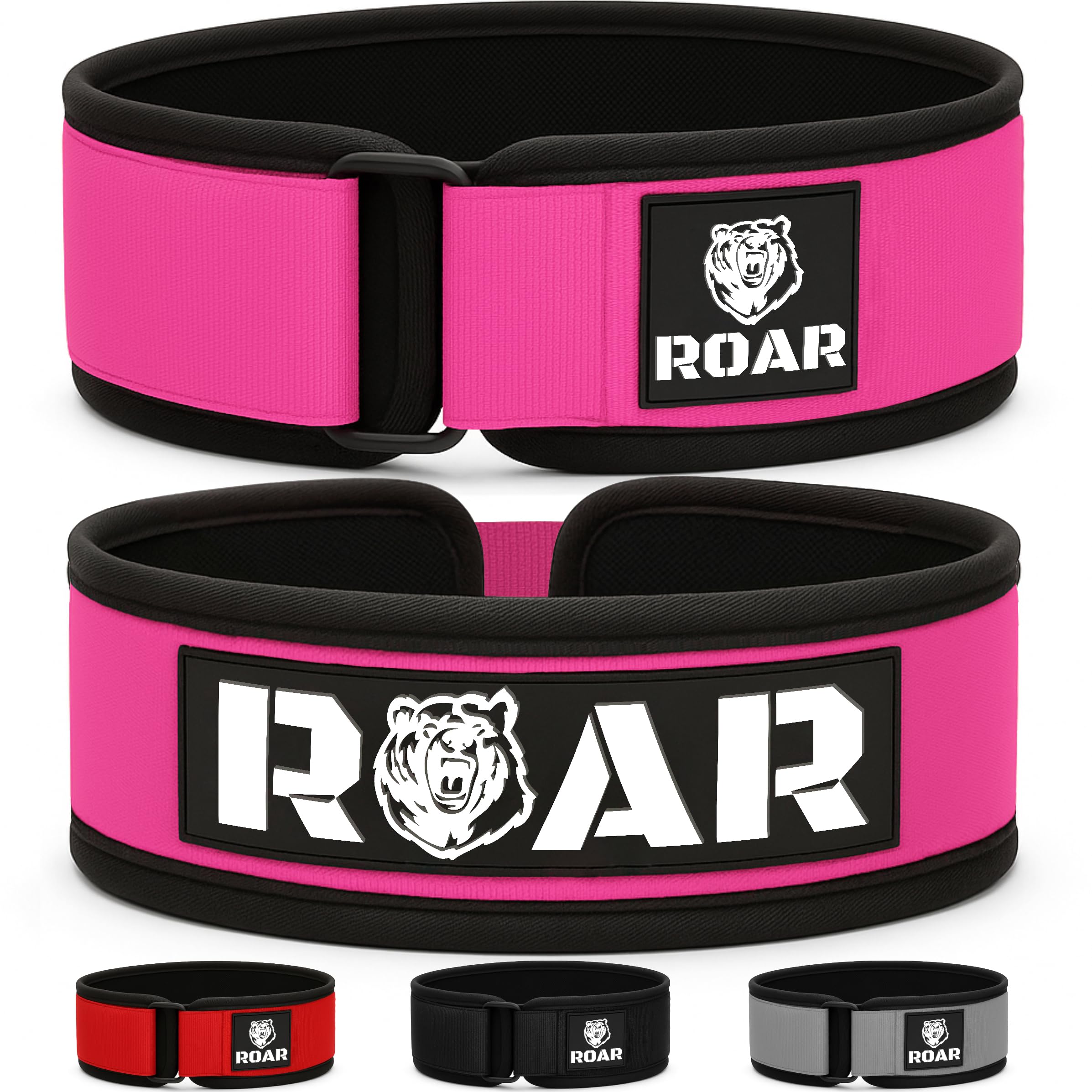 Roar® Weight Lifting Belt, Gym Belt, Powerlifting Belt, Lift Weight Belt, Deadlift Belt, Squat Belt, Lifting Belt Men, Lifting Belt Women (XS, Pink)