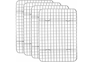Homikit 4 Pack Cooling Rack Set, 12" x 9" Stainless Steel Baking Rack for Bacon Bread Pizza, Metal Wire Oven Racks for Cookin