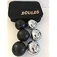BuyBocceBalls Listing - Unique 6 Ball 73mm Metal Bocce/Petanque Set with 3 Silver Balls and 3 Black Balls