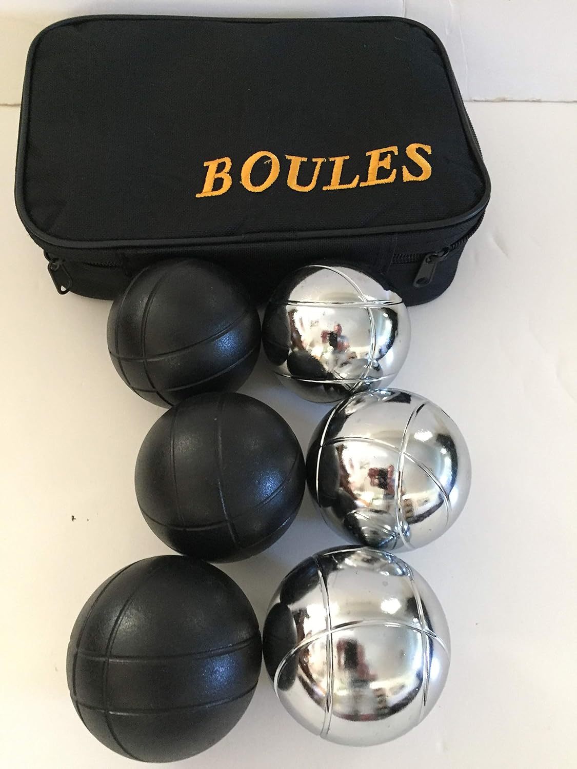Unique 6 Ball 73mm Metal Bocce/Petanque Set with 3 Silver