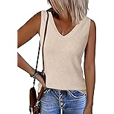 Arach&Cloz Women's Wool Blend Sweaters Non See Through Double V-Neck All-Season Tank 2026