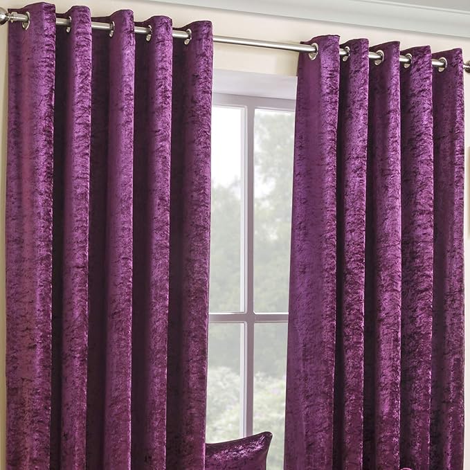 Plum Aubergine Luxury Heavy Weight Velvet Eyelet Ring Top Readymade