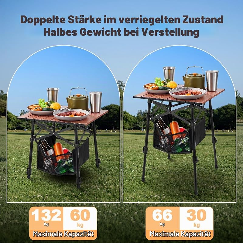 klappbar Campingtisch aus Aluminium, Höhenverstellbar