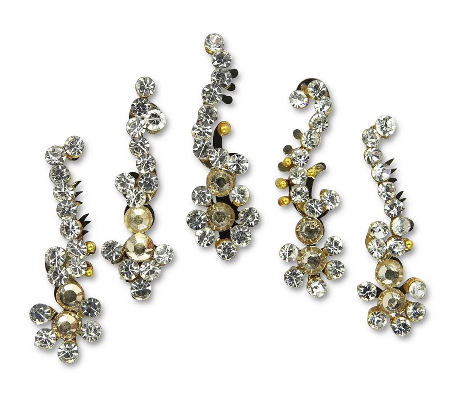 FunkOn® 5pc Gold Bindi Multipack/Crystal Bindi Stickers/Festival Face