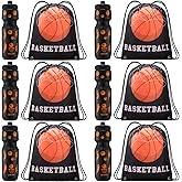 Talltalk 12 Pcs Basketball Party Favors 24 oz Basketball Water Bottle Gift for Team with Drawstring Bag Tumbler Cup Sports Themed Accessories for Events Gift Supplies