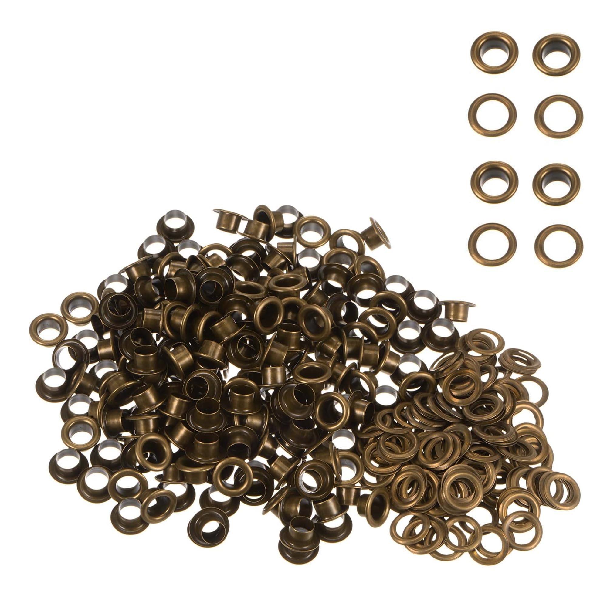 WedDecor 8mm Bronze Brass Eyelets Grommets with Washers for Clothing, Baby Dolls, Sewing, Bags, Scrapbook, Leather Work, DIY Projects and Rust Proof, 100pcs