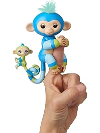 WowWee Fingerlings Baby Monkey & Mini Bffs-Billie & Aiden (Blue-Green)