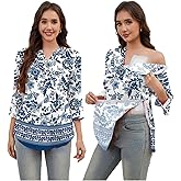 Post Shoulder Surgery Shirt for Women Tear Away 3/4 Sleeve Tops After Rotator Cuff Shirt V Neck Chemo Port Adaptive Clothing