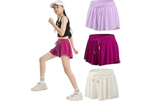 YKNKTSTC Girls Flowy Shorts with Pockets 2 in 1 Youth Teen Kids Athletic Butterfly Skirts Running Sports Dance Skort