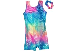 Destira Gymnastic Unitards for Girls with Matching Scrunchie - Biketard Athletic Wear, Gymnastics, Dance, Cheer, & More