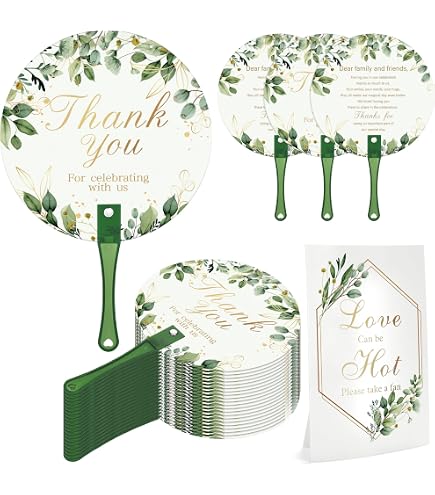 Amazon.com: Huwena 50 Sets Wedding Fans for Guests Thank You for