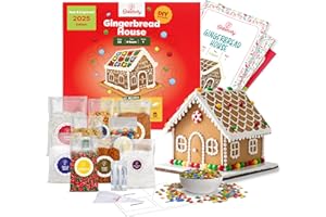Baketivity Baking Kit Holiday Gingerbread House Kit - Bake And Build Edible Gingerbread House - Create a Treat Gingerbread House Kit - Kids Baking Set With Materials And Premeasured Ingredients