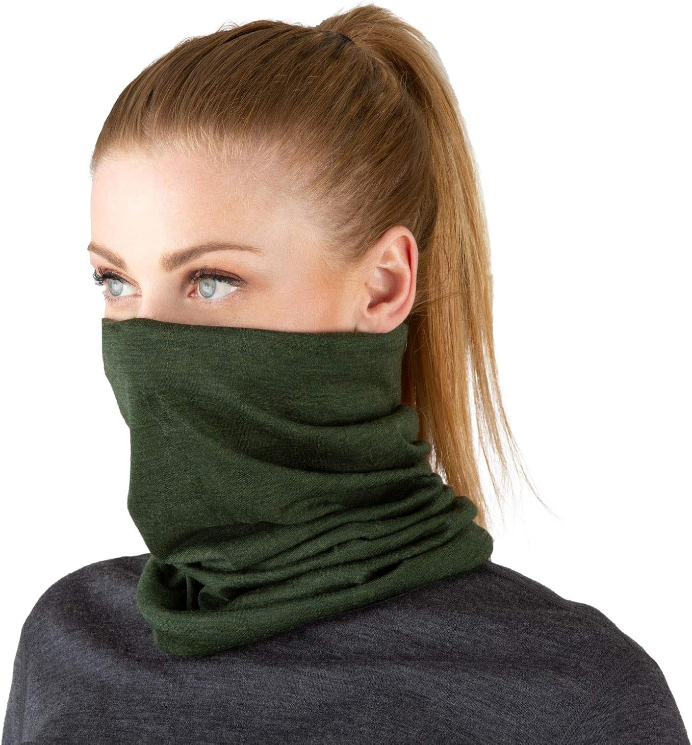 MERIWOOL Unisex Merino Wool Neck Gaiter - Black: Clothing