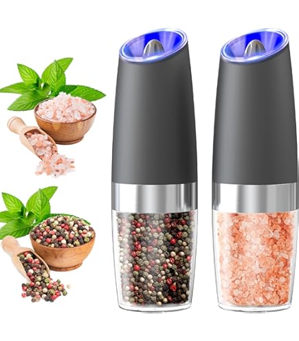 Set De 2x Moulins à Sel Et Poivre électriques Plastique Blanc/rouge 22 Cm Avec Piles