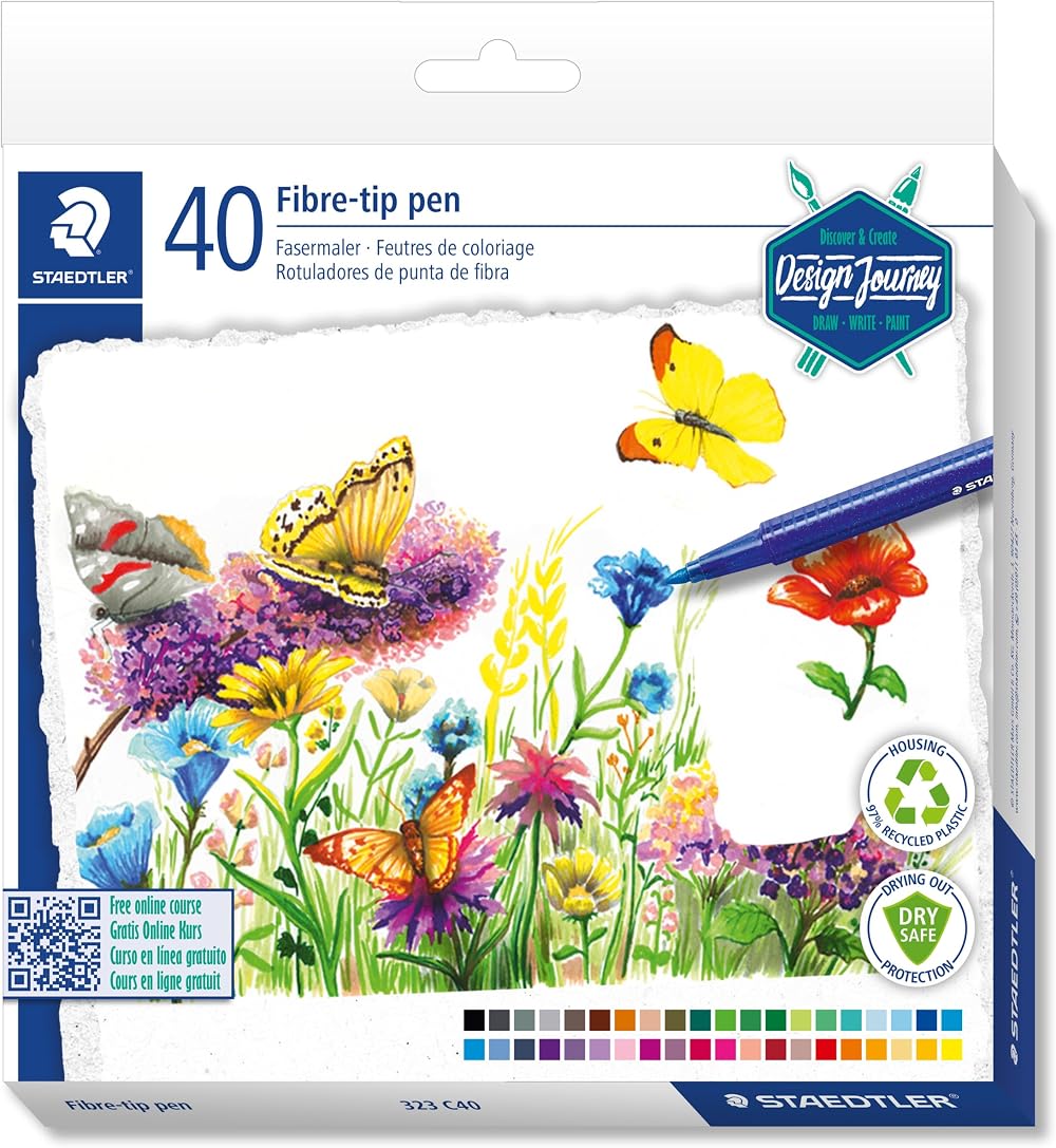 STAEDTLER Design Journey Colouring Pens 40 colours Fibre-Tip 1.0mm