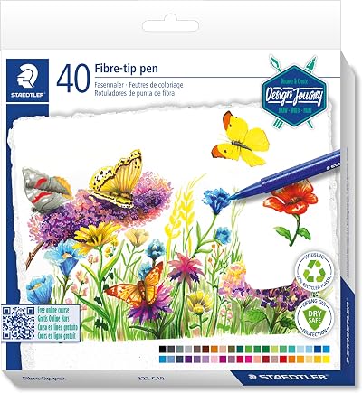 STAEDTLER Design Journey Colouring Pens 40 colours Fibre-Tip 1.0mm