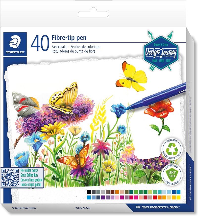 STAEDTLER Design Journey Colouring Pens 40 colours Fibre-Tip 1.0mm