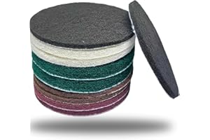 10 Pack 6 Inch Hoop and Loop Multipurpose Scrubber Scouring Pads - Flocking Scuff Pads,120 240 400 800 2000 Grits Conditionin