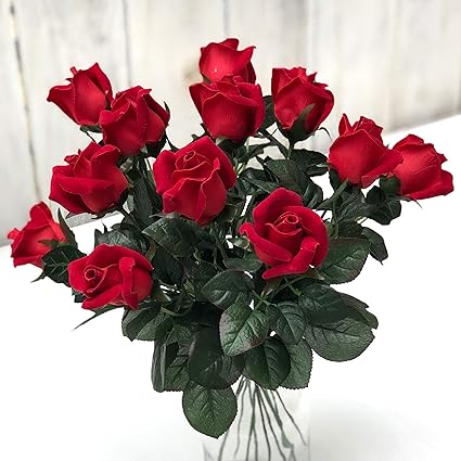 Amazon Com Thebridesbouquet Com Red Roses One Dozen Fake Flowers
