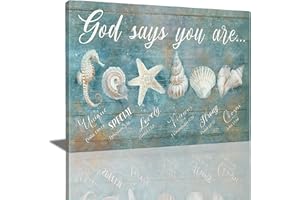 jerkboo Ocean Seashell Decor Wall Art Coastal Beach Nautical Pictures, Starfish Seashell Canvas Prints Painting Modern Framed Artwork for Bathroom Bedroom Living Room Home 16"x24"