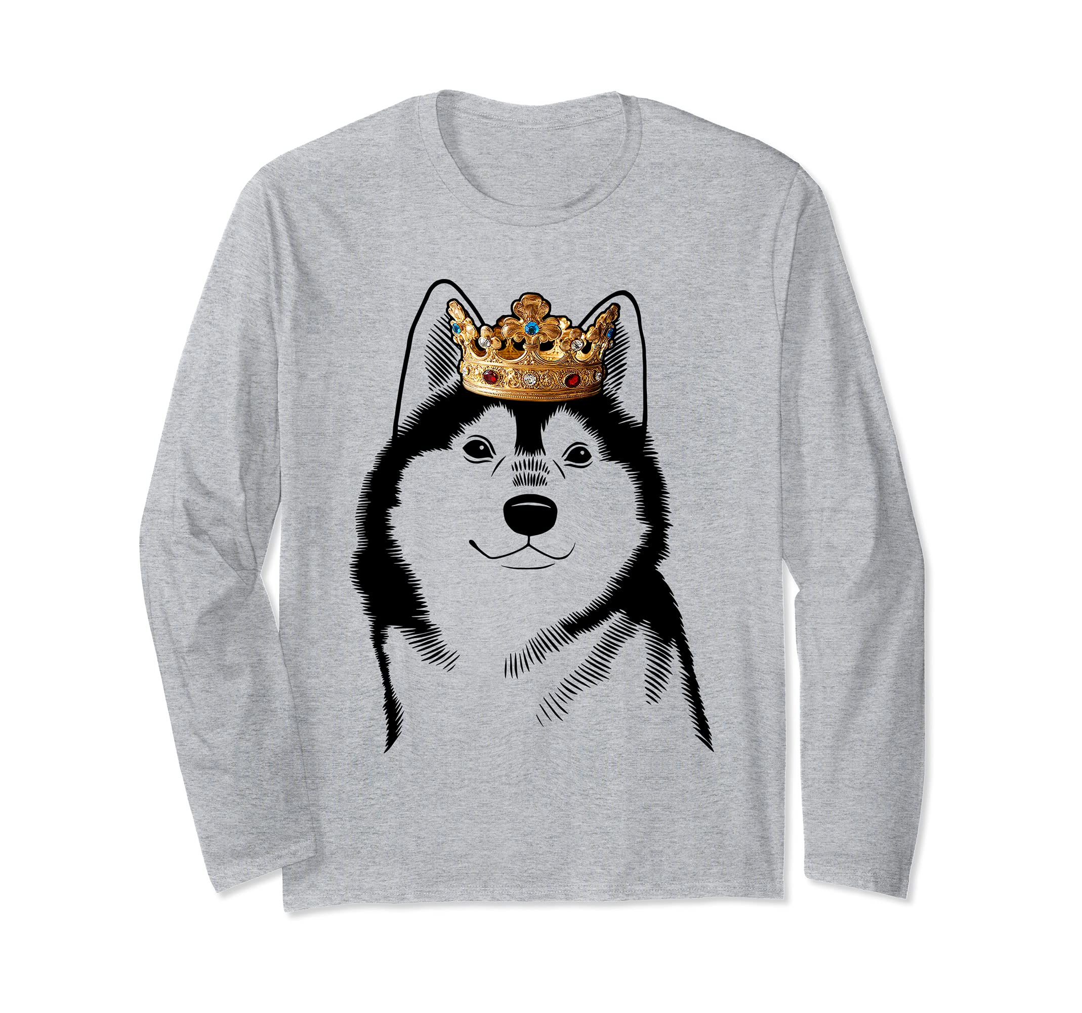 Alaskan Klee Kai Dog Wearing Crown Long Sleeve T-Shirt
