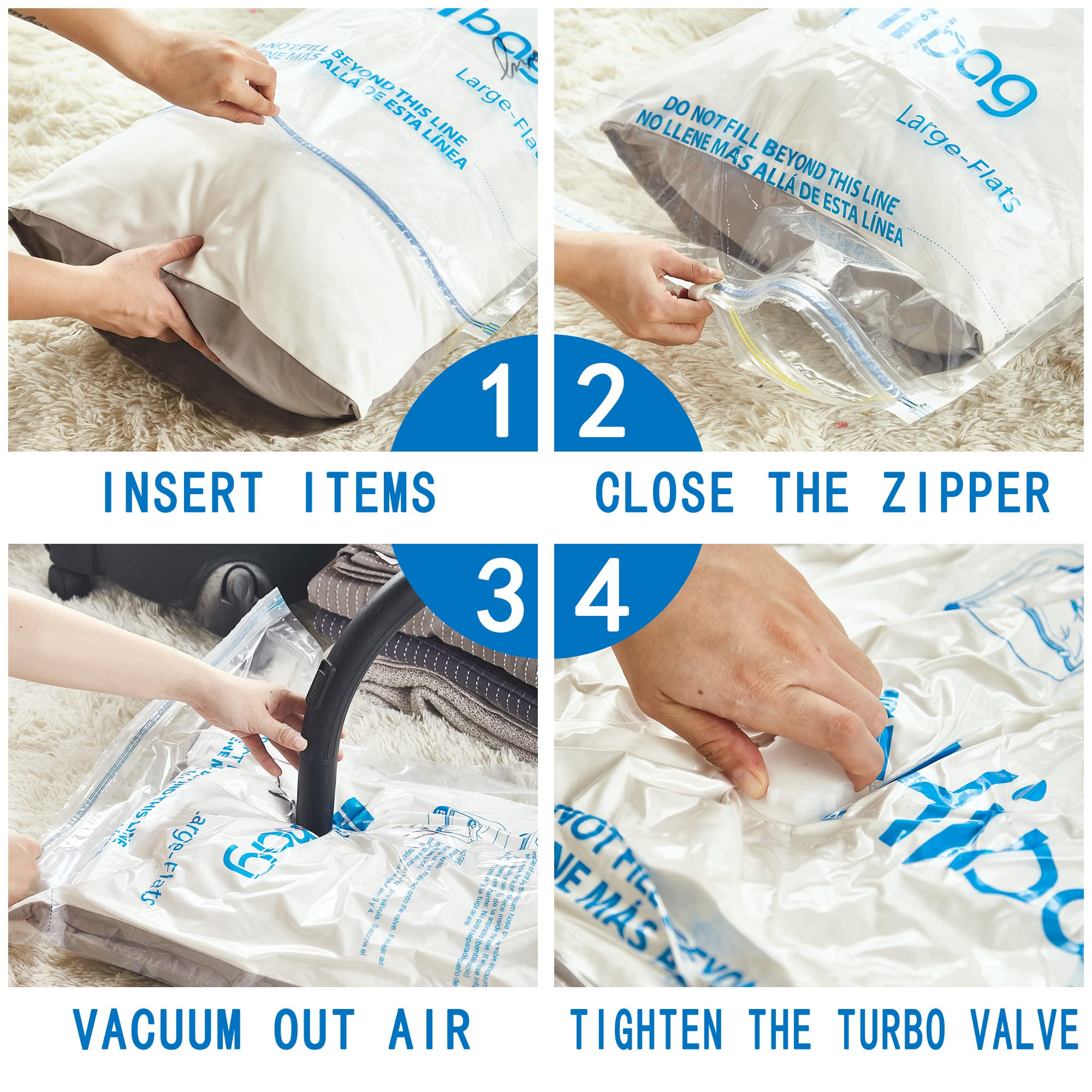 HIBAG Vacuum Storage Bags, 30-Pack Space Saver Vacuum Storage Bags, Vacuum Seal Bags for Clothing, Clothes, Comforters and Blankets (30C)