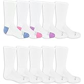 Fruit of the Loom Girls' Everyday Lightweight Sport Crew Socks (10 Pack)