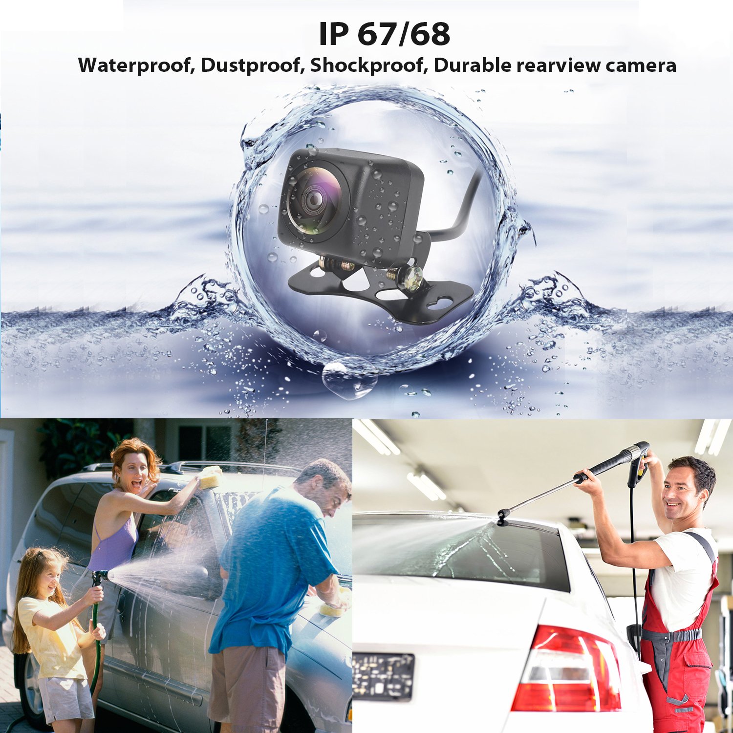 Camera Recul Voiture, bedee Imperméable à l\'eau HD Night Vision Caméra de Recul et 170 Degrés Grand Angle Antichoc Vision Nocturne