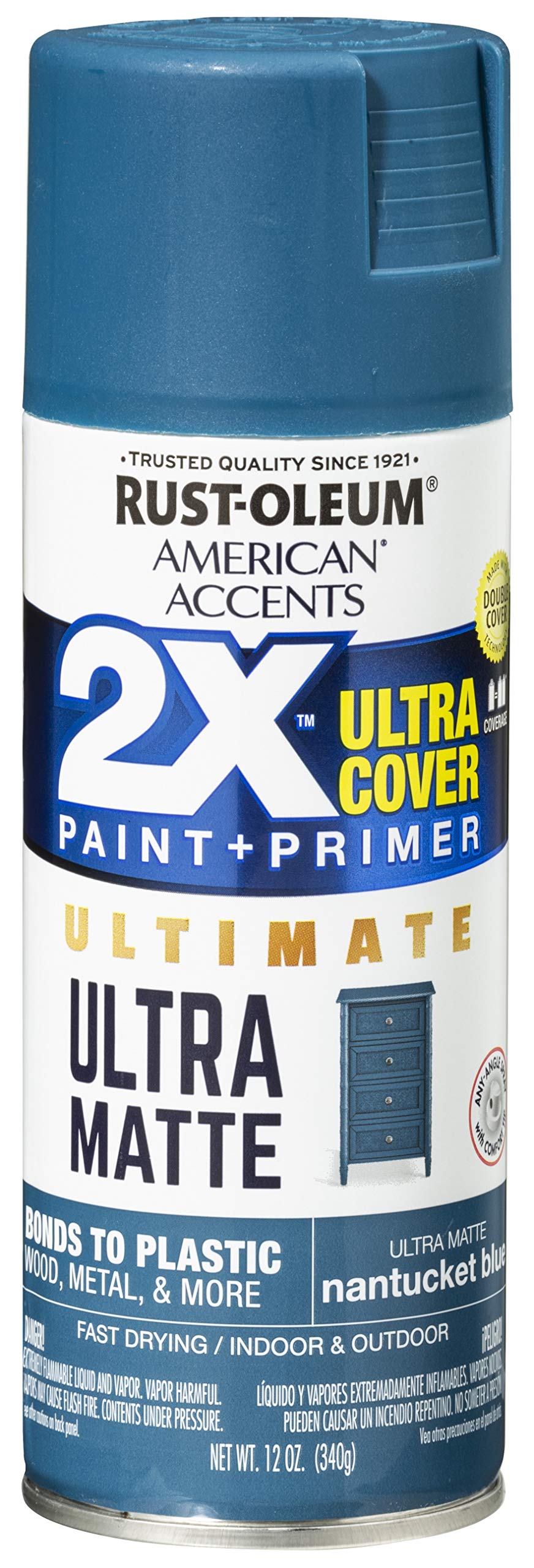 Rust-Oleum 328400-6PK American Accents Spray Paint, 12 Ounce (Pack of 6), Ultra Matte Nantucket Blue, 72 Ounce