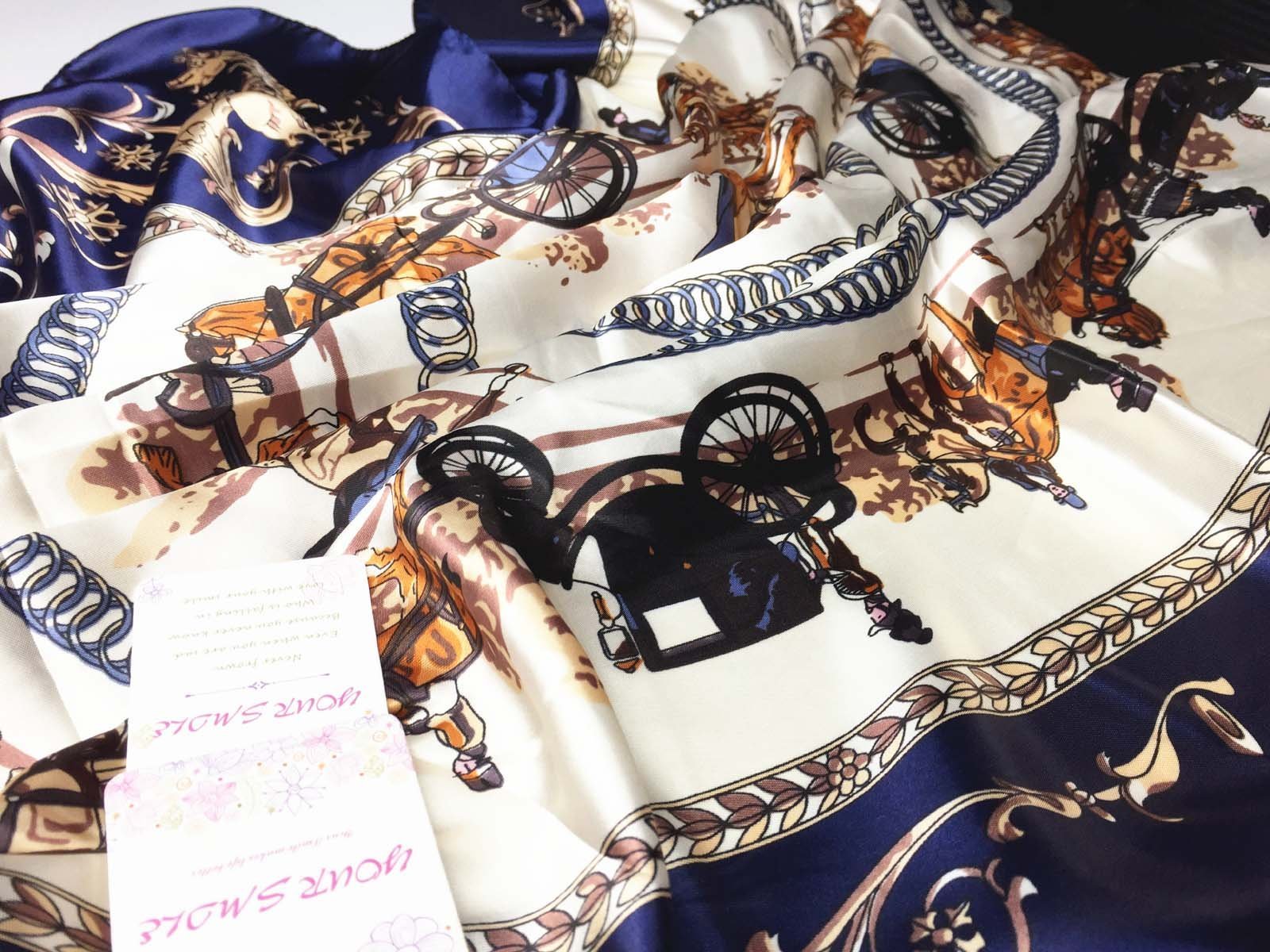 YOUR SMILE Silk Like Scarf Women's Fashion Pattern Large Square Satin Headscarf YOUR SMILE Silk Like Scarf Women's Fashion Pattern Large Square Satin Headscarf