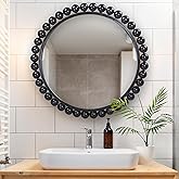 Hamilton Hills Black Circle Mirror - 33 x 33in - Chic Round Mirror for Living Room, Bathroom, Entryway, Vanity Decor -Dimensi